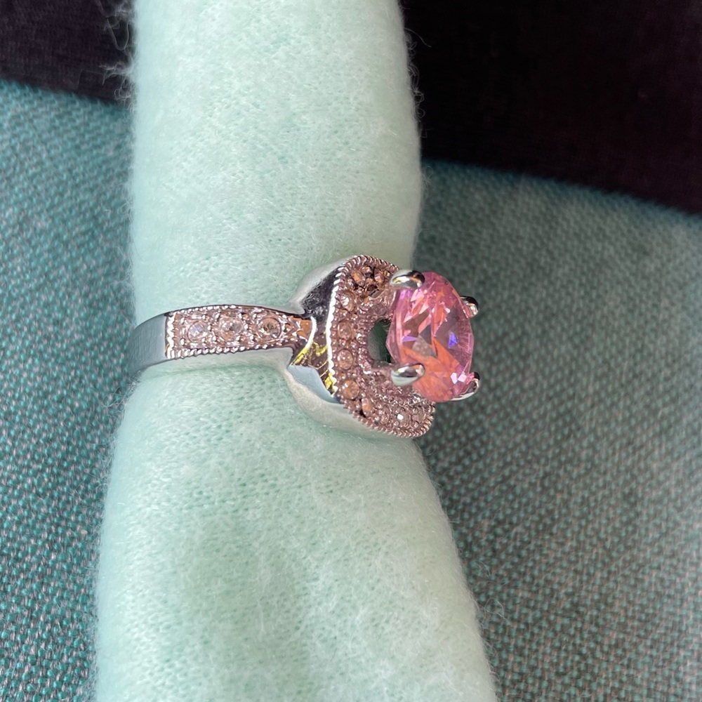Premier Designs Pink Gemstone Silver Ring size 7 - Picture 2 of 6